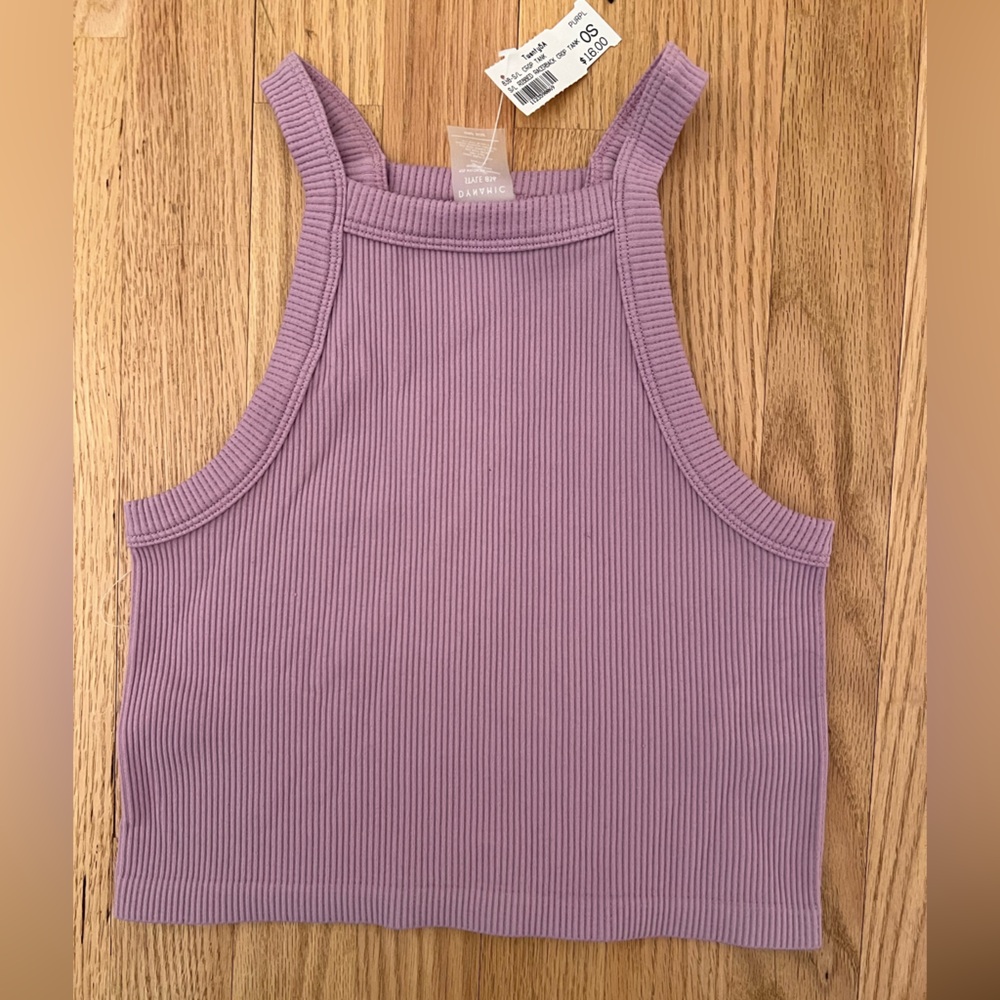 Cropped Light Purple ribbed racer back tank top. One Size. New
